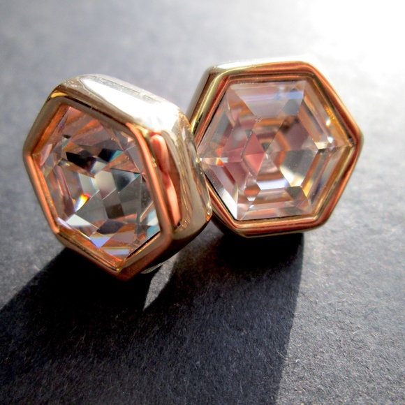 ✨Vintage SAL S.A.L. Swarovski America Limited Hexagonal Stud Earrings Crystal - Picture 9 of 14